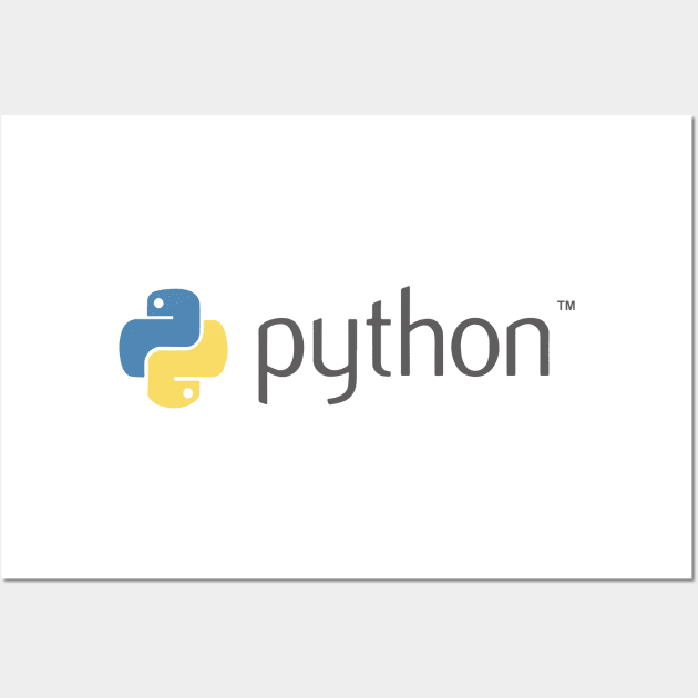 python official logo of python programming language computer geek Wall Art by erbedingsanchez